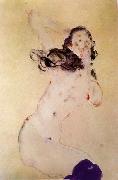 Egon Schiele, Female Nude with Blue Stockings